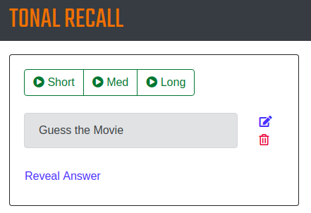 Tonal Recall game board
